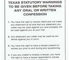 Texas Statutory Warnings to be given before taking any oral or written confession example custom  page